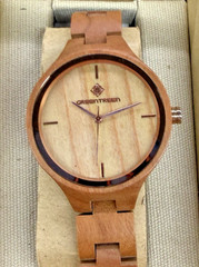 Unisex Natural Wooden Watch Adjustable Full Wood Strap Watches W/ Adjust Tools