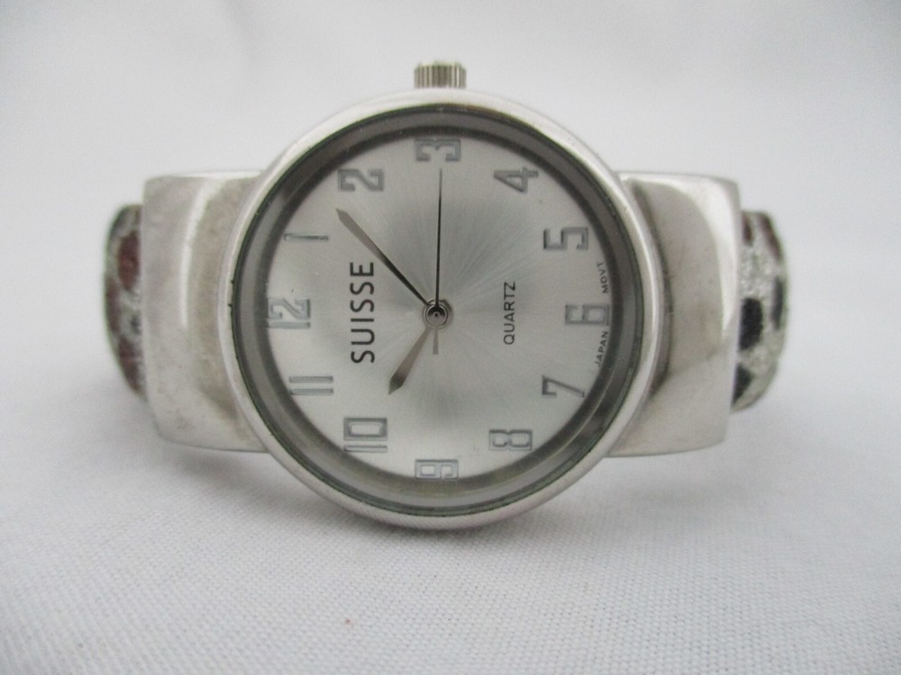 Suisse Women’s Brown Spotted Glitter Cuff Band Analog Watch