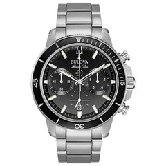 Bulova Marine Star Stainless Steel Black Dial 6-Hand Chrono Men’s Watch 96B272
