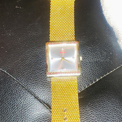 Waltham Women’s Square Quartz Dress Watch Silver Dial Gold Mesh Bracelet