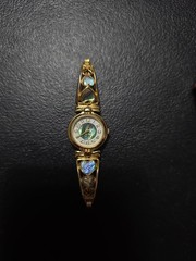 Vintage Avon Abalone Shell Heart Quartz Gold Toned Watch Mother Of Pearl