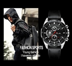 Top Men Watch Sports Style 46mm Large Leather Racing Style Casual Fashion