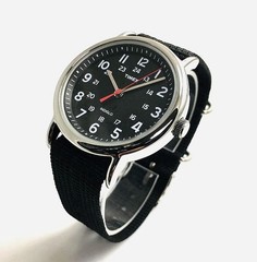 Timex Weekender T2N6479J 38mm Black Dial INDIGLO Nylon Watch | New, No Box