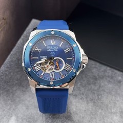 Bulova Marine Star 98A303 Blue Dial Rubber Strap Men’s Automatic Watch 45MM