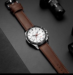 Top Men Watch Sports Style 46mm Large Leather Racing Style Casual Fashion