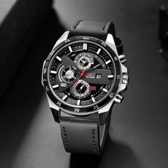 Top Men Watch Sports Style 46mm Large Leather Racing Style Casual Fashion