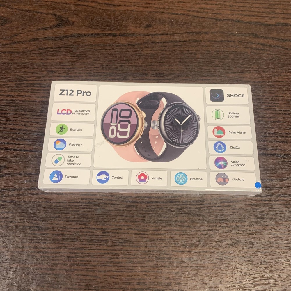 Z12 Pro Smart Watch LCD 1.46″ HD Black Gold Fitness Tracker Salat Alarm New