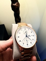 Adee Kaye Men’s Chronograph Watch White Dial W/ Blue Numerals/Hands + Date