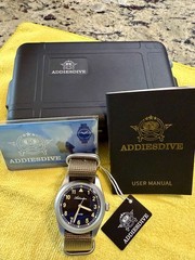 ADDIESDIVE 36mm VH31 Retro Pilot Field Watch AD2079- Black Dial, Tan NATO.