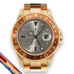 Rolex GMTMaster II 16718RG Yellow Gold Silver Dial 40mm