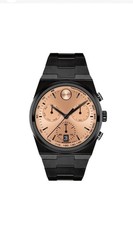 Watch Movado Bold Mens 42mm Black Stainless Steel Rose Gold Dial Chronograph