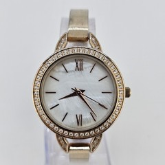 DMQ 34MM Women’s Watch MOP Dial Gold Bracelet Band 6″ NEW Battery