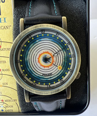NEW Ptolemaic Tempus Fugit Watch Gold Tone 1.3″ Black Leather Band IOB Works
