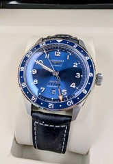Longines Spirit Zulu Time GMT Automatic blue dial blue leather strap Box Papers