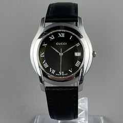 GUCCI 5500M Vintage Mens Watch 35mm Quartz Silver Dial Brand New Band Cal.955412