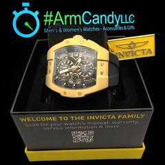 New Invicta Pitlane/Gridlock Gold Case Black Silicone Straps 48029 Still Sealed
