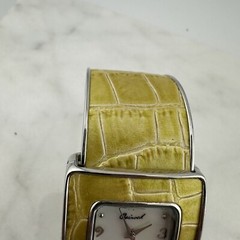 Osirock Watch Mother of Pearl Dial Yellow Reptile Hinged Cuff – Has New Battery