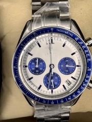 Custom Blue Celestial Back Mod Watch VK63 Movement 40 mm Stainless Steel Band