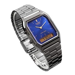Casio Vintage AQ-230GG-2A Analog Digital Dual Time Watch Blue Men Japan New