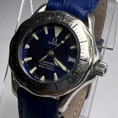 28mm Steel OMEGA 2285.80 Seamaster 300m Quartz Women’s Date Watch Blue Dial Band