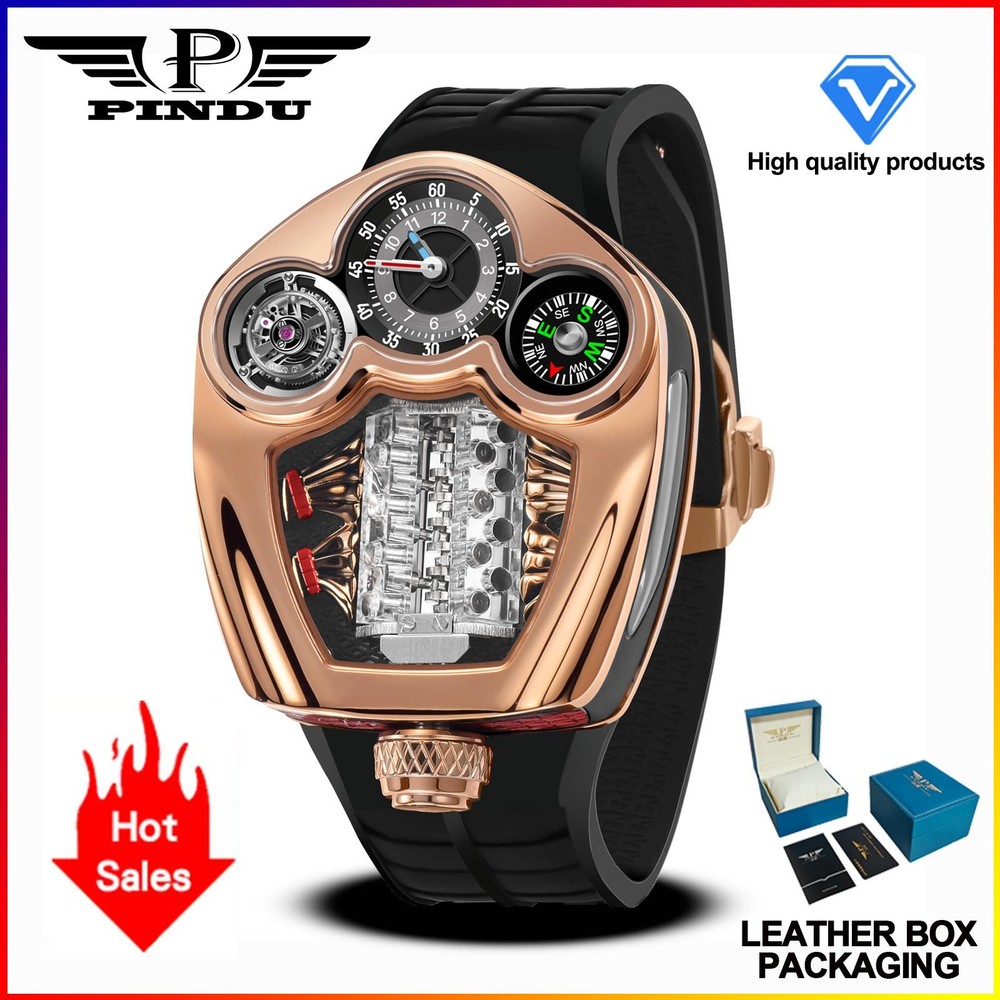 Pindu Design New Engine Series Quartz Watch Men Top-luxurious Stainless Steel