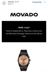 Watch Movado Bold Mens 42mm Black Stainless Steel Rose Gold Dial Chronograph
