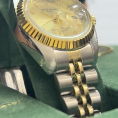 Dufonte Lucien Piccard Two Tone Calendar Watch W/ Original Box And Papers