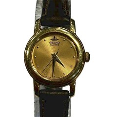 [A1R] Used Seiko Wristwatch Watch Quartz Gold Color Dial V401 0930 [r9s]