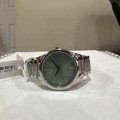 Olivia Burton Women’s Quartz Watch Green Dial Silver Tone Metal Bracelet