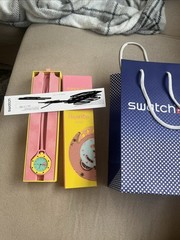 Swatch x Ap Royal Pop OTG ROZ pink and yellow w box and receipt 100% Authentic
