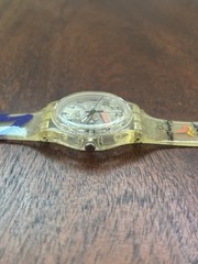 Swatch Sydney 2000 Clear Skeleton Dial Quartz Watch Plastic Strap 34mm 2000