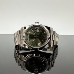 Custom 36mm President Green Dial Style Mod Watch w/ NH36 Automatic