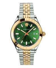 Versace Men’s Swiss Made Quartz Two-Tone Green Dial Date Watch 42mm