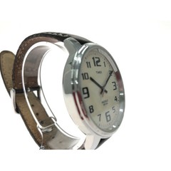 Timex INDIGLO Quartz Watch W2 Off-White Dial Brown Leather Strap Men’s C Rank