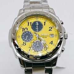 SEIKO SND409 Chronograph Yellow × Navy Stainless Steel Quartz Watch Men’s
