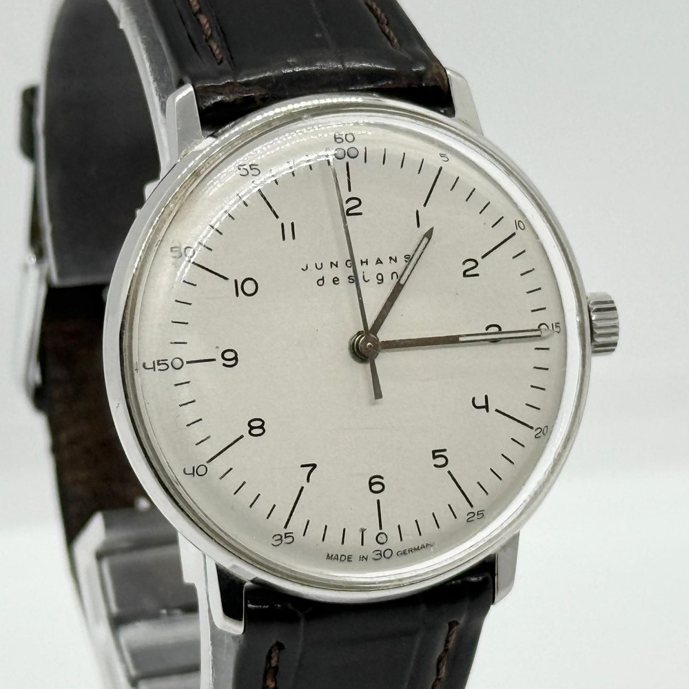 JUNGHANS Max Bill Men’s Wriswatch Manual Winding White Dial Leather 27.3701.409