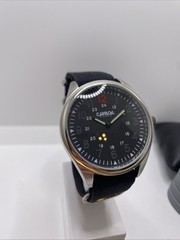 Carbon Elements Mens Silver Tone Black Quartz Watch Works New Battery