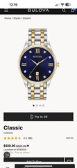 Bulova Classic Diamond Men’s Quartz Two-Tone Bracelet Black Dial Date 40mm $420