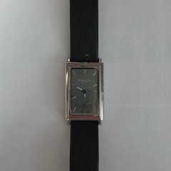 Kenneth Cole New York Rectangular Quartz Watch Gray Dial Black Leather Strap