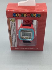 Super Mario Light Up LCD Digital Watch With Alarm &Nylon Strap New