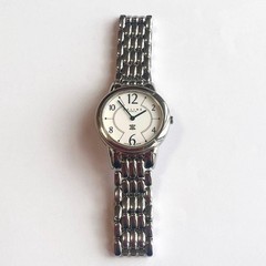 CELINE Men’s Waterproof Quartz Watch Blue Dial Macadam SS Leather Band Used