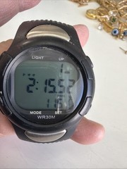 Medline Mens 30m Black Digital Pedometer Digital Alarm Chrono Watch~New Battery