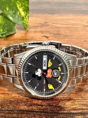 BEAMS × TIMEX Mickey Mouse Wristwatch Black/Silver Anime Manga used from Japan