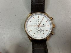 Vincero Men’s Chronograph Watch – White Face – Gold Case – Brown Leather Strap