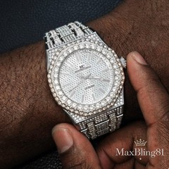 Men’s Metal Watch Luxury Silver Bling Simulated Diamond Hip Hop Style Iced Out