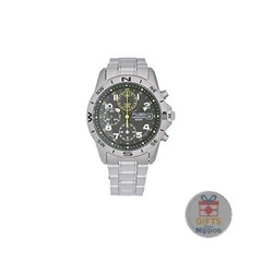 Seiko SND377P Men’s Green Dial Stainless Steel Quartz Chronograph Watch New