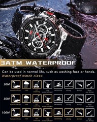 MINI FOCUS Men’s Silicone Multifunction Chronograph Calendar Sports Quartz Watch
