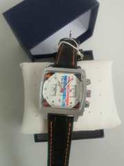 Watch Le Mans Style Steve McQueen Movie Fan New + Boxed Chrome +Leather Strap