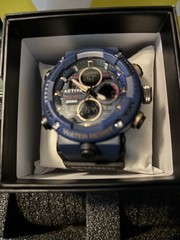 Activa Dual Time Men’s Quartz Analog-Digital Blue Silicone Strap Sport w/ Box