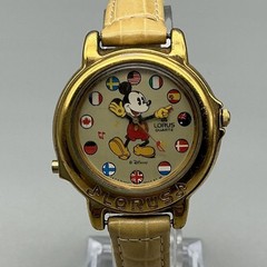 Vintage Lorus Womens Watch 33mm Mickey Mouse Disney V421-0020 Flags New Battery